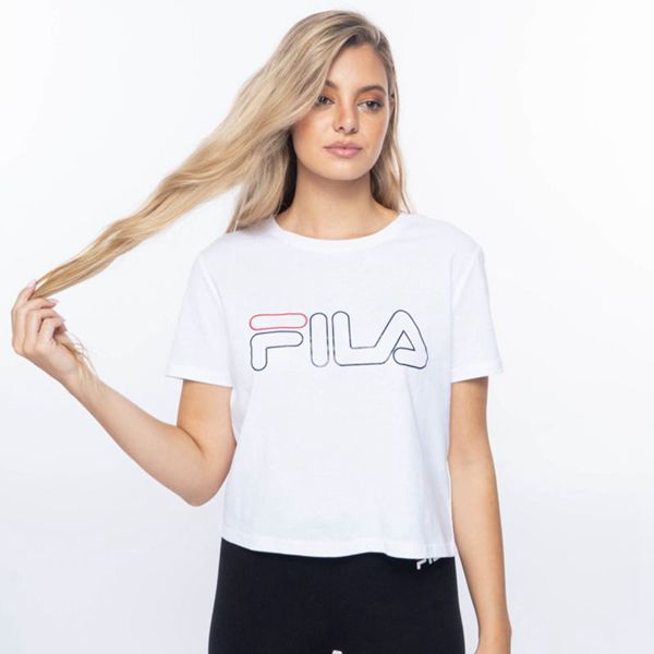 Fila Storm Crop Women's T-Shirts - White,NZ 573-64219